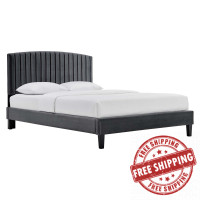 Modway MOD-6283-CHA Alessi Performance Velvet Queen Platform Bed Charcoal