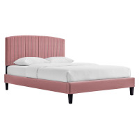 Modway MOD-6283-DUS Alessi Performance Velvet Queen Platform Bed Dusty Rose
