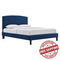 Modway MOD-6283-NAV Alessi Performance Velvet Queen Platform Bed Navy