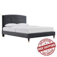 Modway MOD-6284-CHA Alessi Performance Velvet Queen Platform Bed Charcoal
