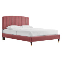 Modway MOD-6284-DUS Alessi Performance Velvet Queen Platform Bed Dusty Rose