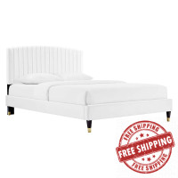 Modway MOD-6284-WHI Alessi Performance Velvet Queen Platform Bed White