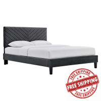 Modway MOD-6285-CHA Roxanne Performance Velvet Queen Platform Bed Charcoal