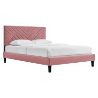 Modway MOD-6285-DUS Roxanne Performance Velvet Queen Platform Bed Dusty Rose