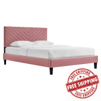 Modway MOD-6285-DUS Roxanne Performance Velvet Queen Platform Bed Dusty Rose