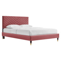 Modway MOD-6286-DUS Roxanne Performance Velvet Queen Platform Bed Dusty Rose