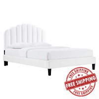 Modway MOD-6287-WHI Daisy Performance Velvet Queen Platform Bed White