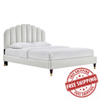 Modway MOD-6288-LGR Daisy Performance Velvet Queen Platform Bed Light Gray