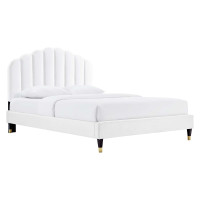 Modway MOD-6288-WHI Daisy Performance Velvet Queen Platform Bed White