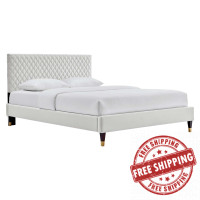 Modway MOD-6290-LGR Garcelle Performance Velvet Queen Platform Bed Light Gray