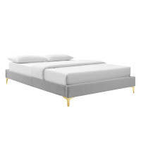 Modway MOD-6306-LGR Light Gray Sutton Full Performance Velvet Bed Frame