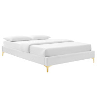 Modway MOD-6306-WHI White Sutton Full Performance Velvet Bed Frame