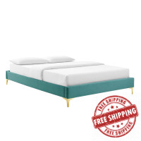 Modway MOD-6307-TEA Teal Sutton King Performance Velvet Bed Frame