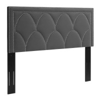 Modway MOD-6320-CHA Greta Performance Velvet Twin Headboard Charcoal