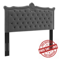 Modway MOD-6323-CHA Louisa Tufted Performance Velvet Twin Headboard Charcoal