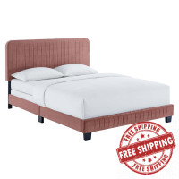 Modway MOD-6329-DUS Celine Channel Tufted Performance Velvet King Bed Dusty Rose