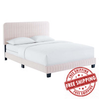 Modway MOD-6329-PNK Celine Channel Tufted Performance Velvet King Bed Pink