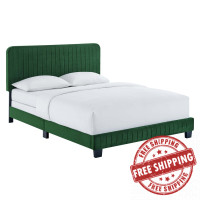 Modway MOD-6330-EME Celine Channel Tufted Performance Velvet Queen Bed Emerald