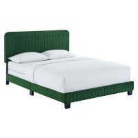 Modway MOD-6331-EME Celine Channel Tufted Performance Velvet Full Bed Emerald