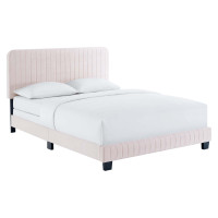 Modway MOD-6331-PNK Celine Channel Tufted Performance Velvet Full Bed Pink