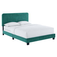 Modway MOD-6331-TEA Celine Channel Tufted Performance Velvet Full Bed Teal