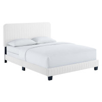 Modway MOD-6331-WHI Celine Channel Tufted Performance Velvet Full Bed White