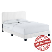 Modway MOD-6331-WHI Celine Channel Tufted Performance Velvet Full Bed White