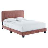 Modway MOD-6332-DUS Celine Channel Tufted Performance Velvet Twin Bed Dusty Rose