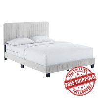 Modway MOD-6332-LGR Celine Channel Tufted Performance Velvet Twin Bed Light Gray