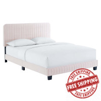 Modway MOD-6333-PNK Celine Channel Tufted Performance Velvet King Platform Bed Pink