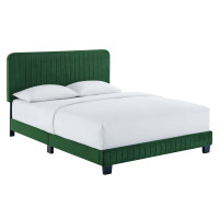 Modway MOD-6335-EME Celine Channel Tufted Performance Velvet Full Platform Bed Emerald