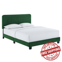 Modway MOD-6335-EME Celine Channel Tufted Performance Velvet Full Platform Bed Emerald