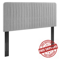 Modway MOD-6338-LGR Milenna Channel Tufted Upholstered Fabric Twin Headboard Light Gray