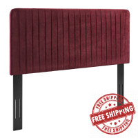 Modway MOD-6339-MAR Milenna Channel Tufted Performance Velvet Full/Queen Headboard Maroon