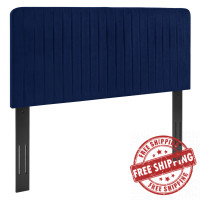 Modway MOD-6339-NAV Milenna Channel Tufted Performance Velvet Full/Queen Headboard Navy