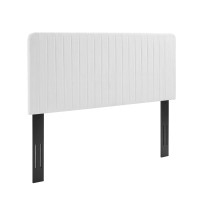 Modway MOD-6340-WHI Milenna Channel Tufted Upholstered Fabric Full/Queen Headboard White
