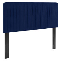 Modway MOD-6341-NAV Milenna Channel Tufted Performance Velvet King/California King Headboard Navy