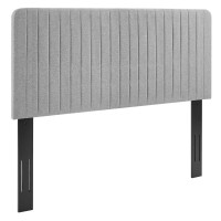 Modway MOD-6342-LGR Milenna Channel Tufted Upholstered Fabric King/California King Headboard Light Gray