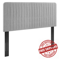 Modway MOD-6342-LGR Milenna Channel Tufted Upholstered Fabric King/California King Headboard Light Gray