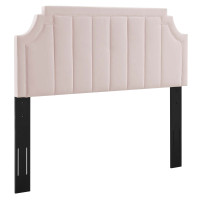 Modway MOD-6347-PNK Pink Alyona Channel Tufted Performance Velvet Full/Queen Headboard