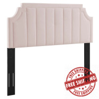 Modway MOD-6347-PNK Pink Alyona Channel Tufted Performance Velvet Full/Queen Headboard