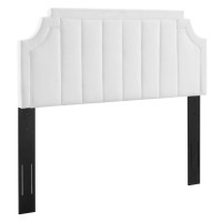 Modway MOD-6347-WHI White Alyona Channel Tufted Performance Velvet Full/Queen Headboard