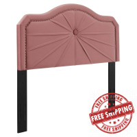 Modway MOD-6351-DUS Dusty Rose Kristin Pleated Performance Velvet King/California King Headboard
