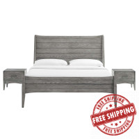 Modway MOD-6365-GRY-SET Gray Georgia 3 Piece Queen Bedroom Set