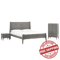 Modway MOD-6367-GRY-SET Gray Georgia 3 Piece Queen Bedroom Set