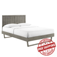 Modway MOD-6378-GRY Gray Alana Queen Wood Platform Bed With Angular Frame