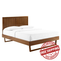 Modway MOD-6378-WAL Walnut Alana Queen Wood Platform Bed With Angular Frame