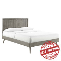 Modway MOD-6379-GRY Gray Alana Queen Wood Platform Bed With Splayed Legs