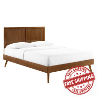 Modway MOD-6379-WAL Walnut Alana Queen Wood Platform Bed With Splayed Legs