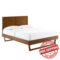 Modway MOD-6381-WAL Walnut Marlee Queen Wood Platform Bed With Angular Frame